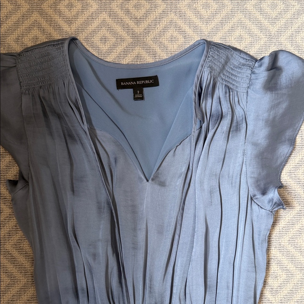 Banana Republic Slate Blue Ruffle-Trim Midi Dress - Picture 3 of 6